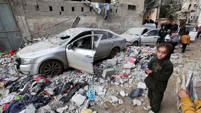 The site of an Israeli strike in Rafah. Pic: Reuters