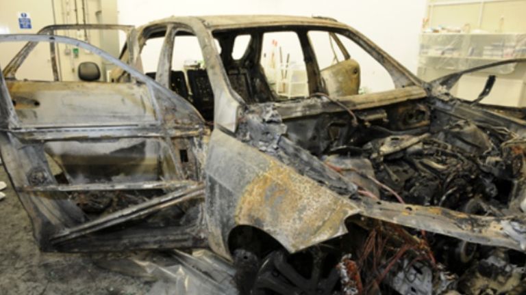 The burned car in the murder of Rafael Lecco.Picture: Police Scotland