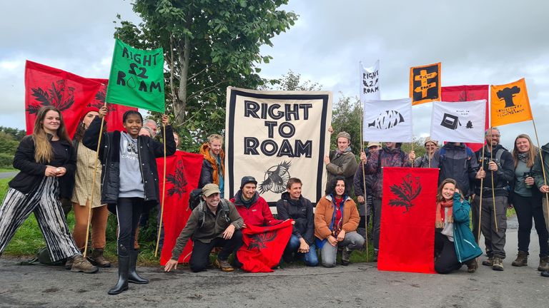 Right to Roam campaigners near the border between England and Scotland in September last year. Pic: PA