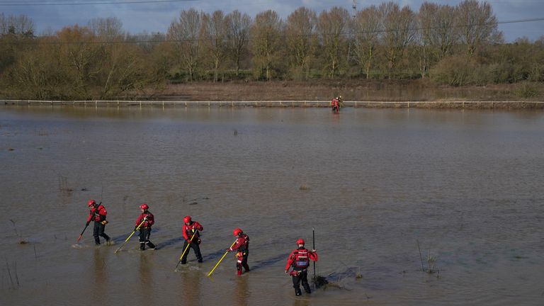 A search operation underway on the River Soar in Leicester.

Pic: PA