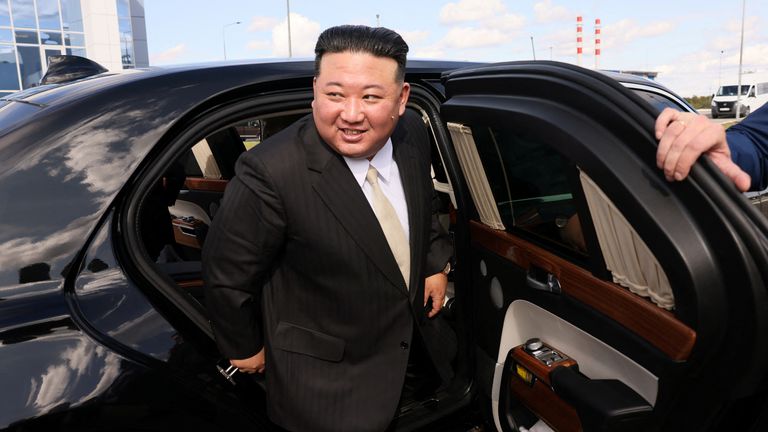 North Korea's leader Kim Jong Un arrives at the Vostochny Сosmodrome for a meeting with Russia's President Vladimir Putin, in the far eastern Amur region, Russia, September 13, 2023. Sputnik/Mikhail Metzel/Kremlin via REUTERS ATTENTION EDITORS - THIS IMAGE WAS PROVIDED BY A THIRD PARTY.