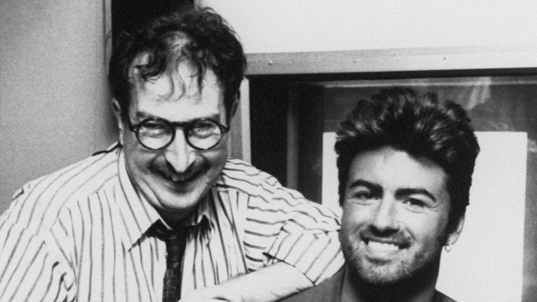 Wright with pop star George Michael in 1990. Pic: PA