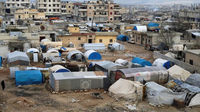 A tent camp in the rebel-held Syrian town of Jandaris. Pic: Reuters
