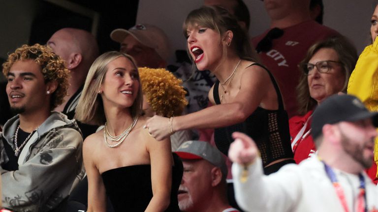 Recording artist Taylor Swift and Ashley Avignone in the stands during the game
Pic: Reuters