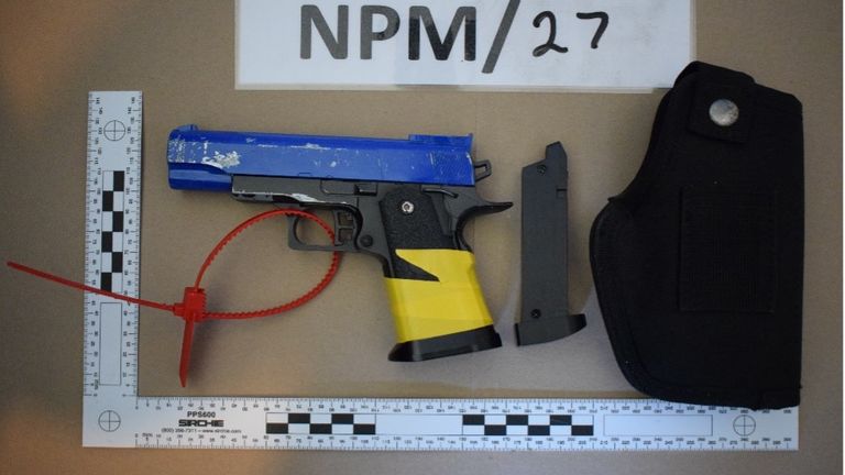 A handgun stashed by Jacob Graham, 20, who planned to carry out a bombing campaign.