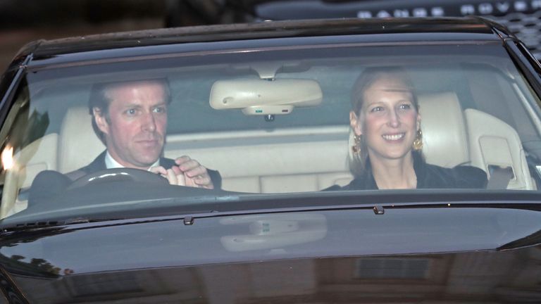 Thomas Kingston and Lady Gabriella leaving the Queen&#39;s Christmas lunch at Buckingham Palace in December 2019