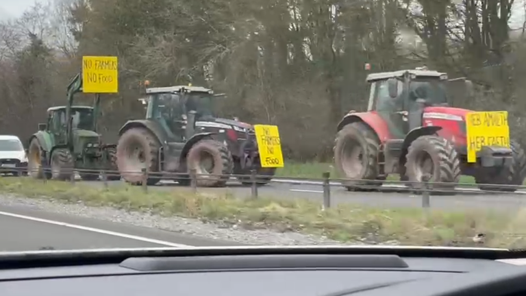 Tractors at a recent protest in Wales