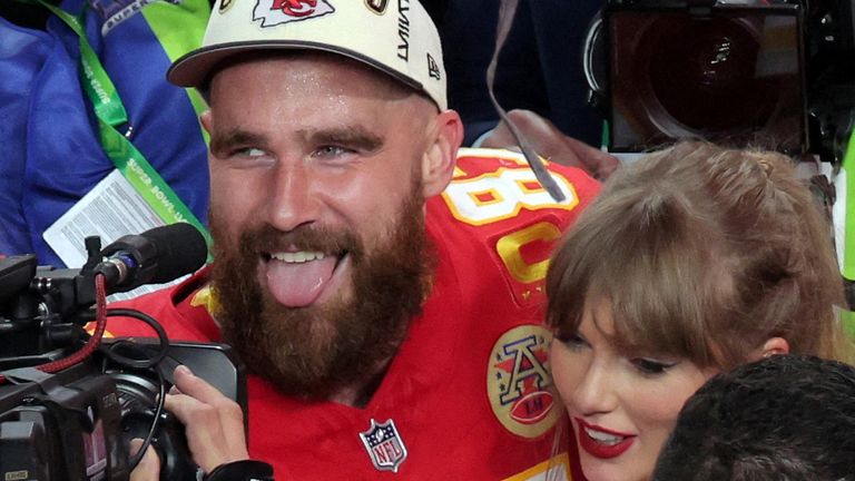 Taylor Swift was there to support Travis Kelce. Pic: Reuters