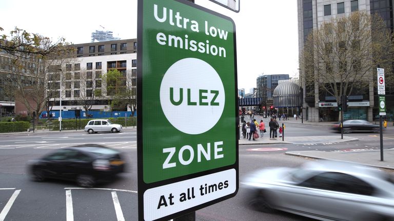File photo dated 06/04/19 of an information sign at Tower Hill in central London for the Ultra Low Emission Zone (Ulez). The Mayor of London has pledged his support to send 4x4s and other vehicles to Ukraine that would otherwise be scrapped under the Ulez scheme. Issue date: Saturday December 23, 2023.