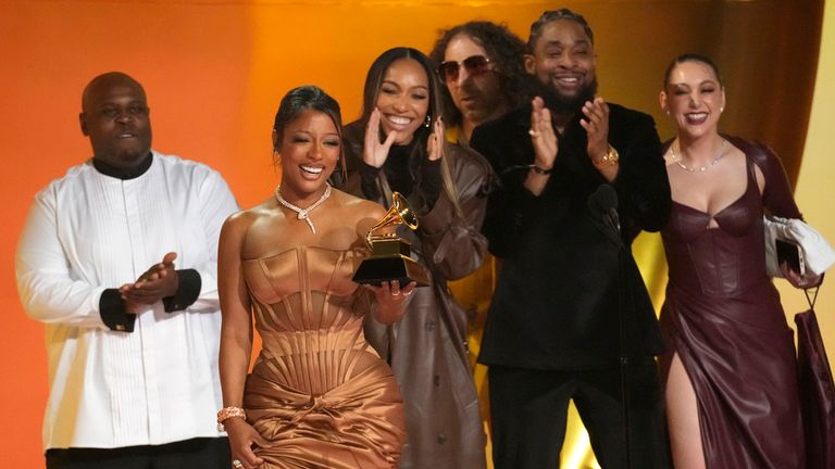 Victoria Monet accepts the award for best new artist during the 66th annual Grammy Awards on Sunday, Feb. 4, 2024, in Los Angeles. (AP Photo/Chris Pizzello)