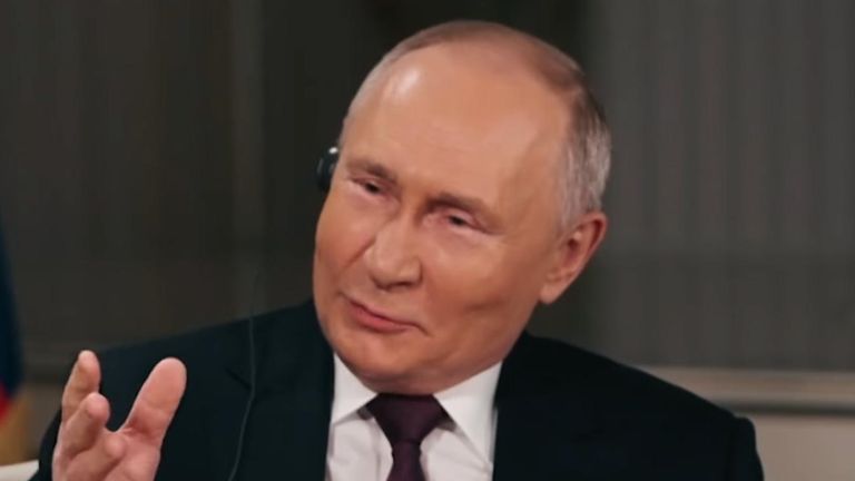 Vladimir Putin talks to Tucker Carlson. Pic: Tucker Carlson Network