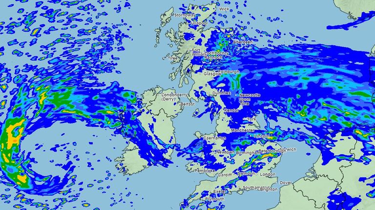 Rain is set to arrived across the UK later today. Pic: Met Office 