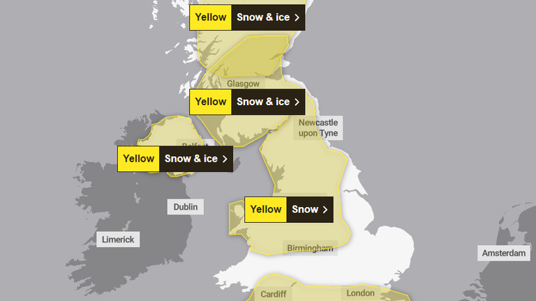 The yellow weather warnings in place for Friday 