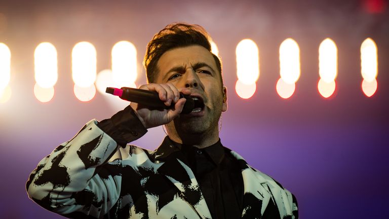 Mark Feehily of Westlife performs on stage at Wembley Stadium, London, during their sell-out show at the venue. Picture date: Saturday August 6, 2022.