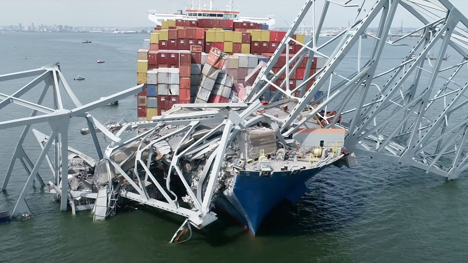 Baltimore has 'very long road ahead' after bridge disaster - as update given on ship crew