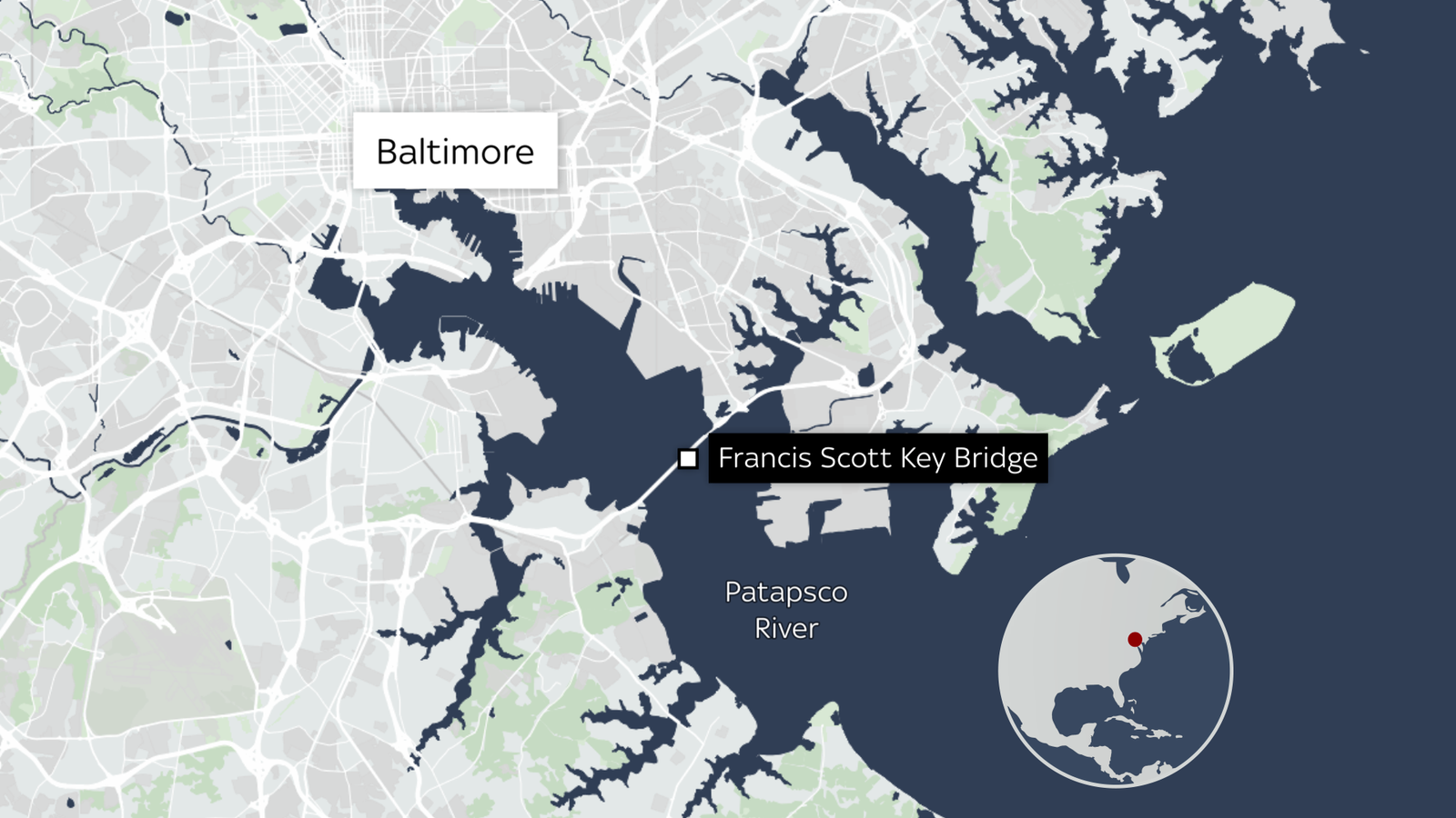 People Of Baltimore We Re With You Says Biden As Six People Still   Skynews Baltimore Map Bridge 6501310 