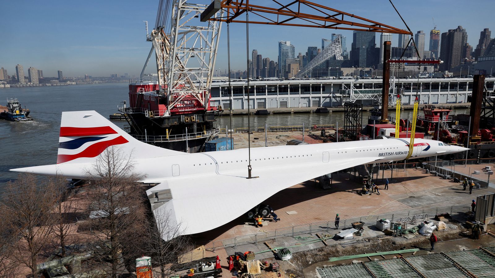 Concorde Supersonic Jet Sets Sail Down New York River After Months Of Concorde Supersonic Jet Sets Sail Down New York River After Months Of