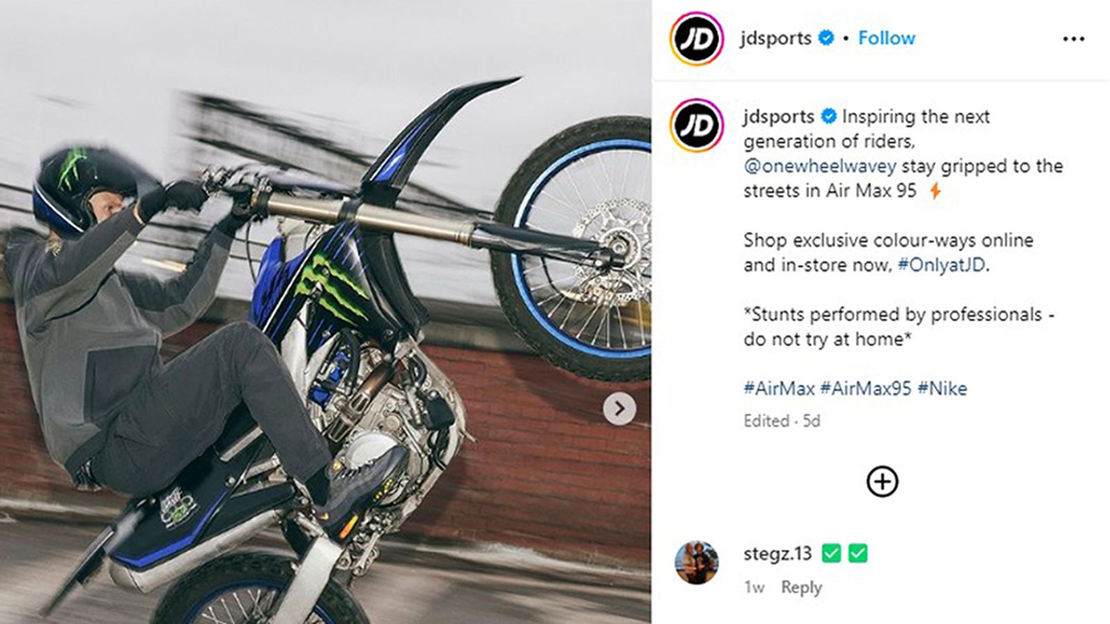 JD Sports under fire after 'irresponsible' advert showing motorcyclists wearing trainers