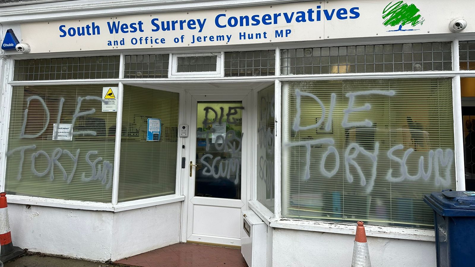 'Die Tory scum' daubed on Hunt's constituency office