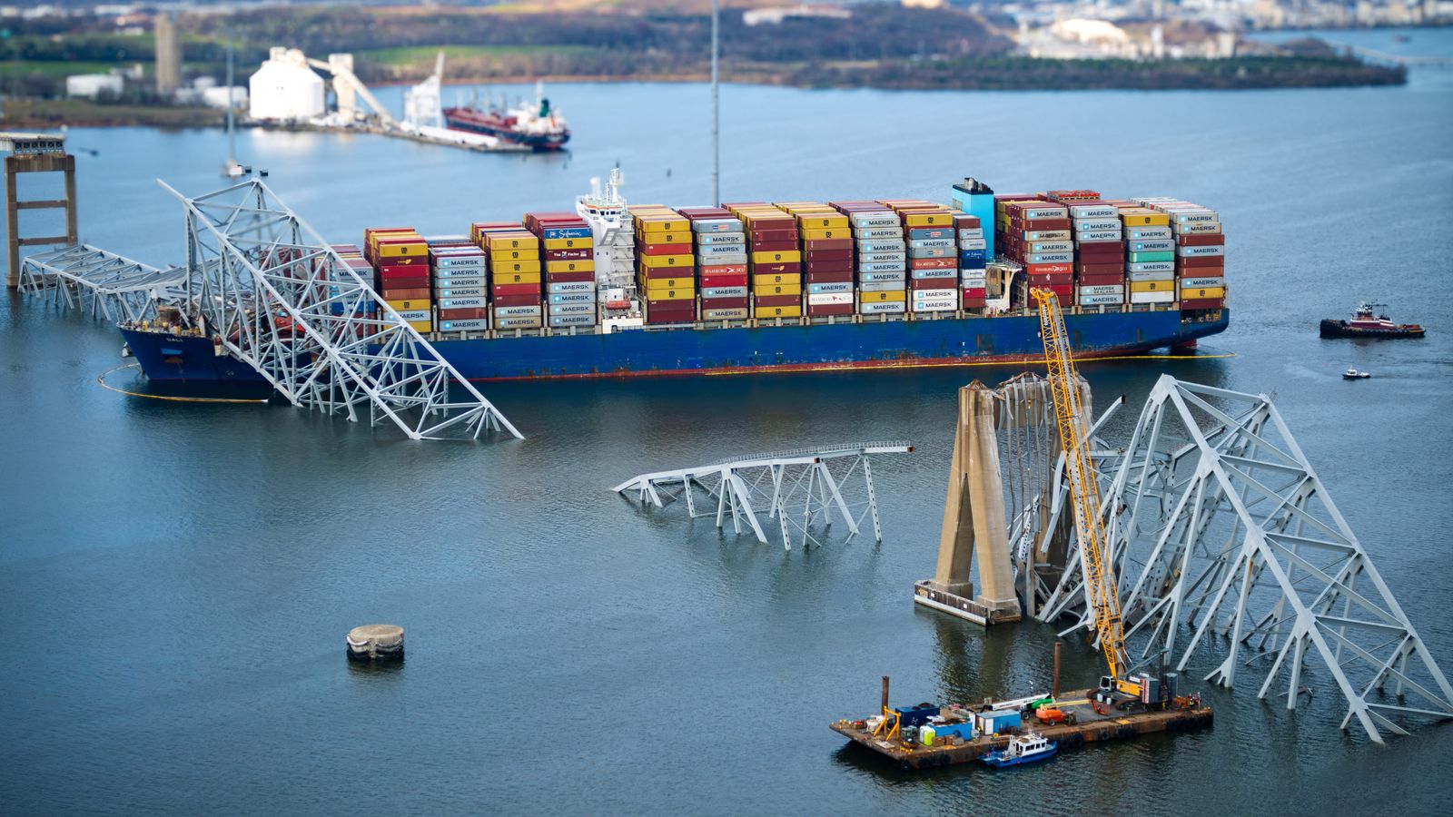 Baltimore bridge collapse: Seven floating cranes and more than 30 ...