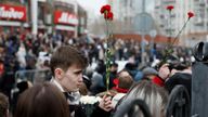 People gather near the Soothe My Sorrows church, where a funeral service and a farewell ceremony for Russian opposition politician Alexei Navalny are held, in Moscow, Russia, March 1, 2024. REUTERS/Stringer