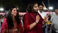 Anant Ambani and Radhika Merchant serve traditional Gujarati food to villagers ahead of their pre-wedding celebrations on February 28, 2024. Pic: Reuters 