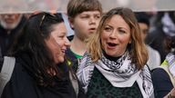 Welsh singer Charlotte Church, who led a choir in singing "from the river to the sea", attended Saturday&#39;s march. Pic: PA