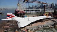 The Concorde supersonic jet is lifted from a barge to it&#39;s resting place at the Intrepid Sea, Air and Space museum
Pic: Reuters