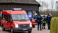 Emergency services at the scene of the fire. Pic: Christoph Reichwein/picture-alliance/dpa/AP Images