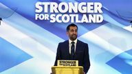 EMBARGOED TO 0001 FRIDAY MARCH 29 File photo dated 27/03/23 of Humza Yousaf speaking at Murrayfield Stadium in Edinburgh, after it was announced that he is the new Scottish National Party leader, and will become the next First Minister of Scotland. Humza Yousaf won the SNP leadership one year ago, but he has since presided over 12 months of turmoil for the party and the country. Issue date: Friday March 29, 2024.