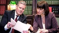Labour leader Sir Keir Starmer and shadow chancellor Rachel Reeves prepare ahead of Wednesday&#39;s spring Budget.
Pic: PA