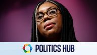 Business Secretary Kemi Badenoch delivers her keynote speech at the Chatham House 2024 Global Trade Conference.
Pic:PA