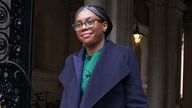 Kemi Badenoch arriving in Downing Street.
Pic:PA