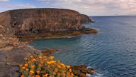 Papagayo beach, Playa Blanca. Lanzarote Island. Canary Islands Spain. Pic: AP