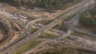 Aerial pictures show the M25 on Friday ahead of this weekend&#39;s closure.