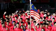 Malaysia take part in the opening ceremony of the 2018 games. Pic: Reuters