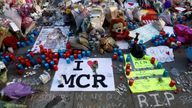 Flowers, messages and tokens are left in tribute to the victims of the attact on Manchester Arena, in central Manchester, Britain May 26, 2017. Pic: Reuters/Stefan Wermuth