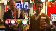 Prince William and Rob McElhenney pull a pint at The Turf pub in Wrexham.