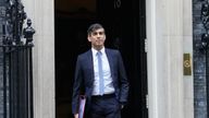 Rishi Sunak leaves 10 Downing Street to attend Prime Minister&#39;s Questions.
Pic: PA
