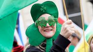 A member of the crowd at the St Patrick&#39;s Day Parade in central London. Picture date: Sunday March 17, 2024.