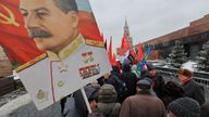 FILE PHOTO: Supporters of the Russian Communist Party attend a ceremony marking the 70th anniversary of Soviet leader Josef Stalin&#39;s death in Red Square in Moscow, Russia March 5, 2023. REUTERS/Evgenia Novozhenina/File Photo
