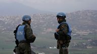 Spanish UN peacekeepers overlooking the Lebanese border villages with Israel. File pic: AP