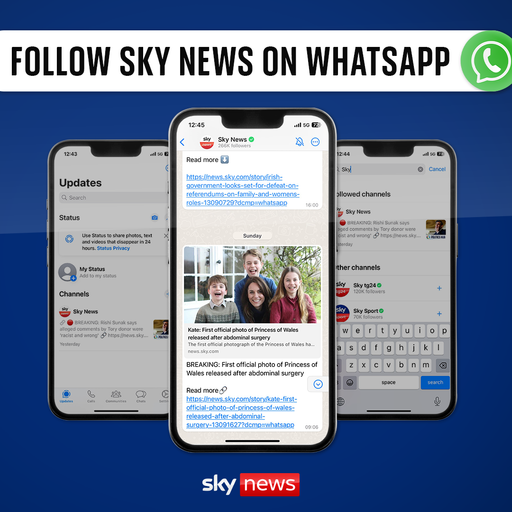 Suivez Sky News sur WhatsApp