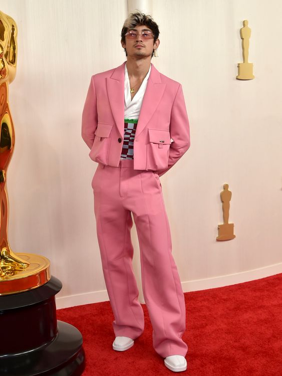 Japanese-American YouTuber Ian Boggs in a fetching pink suit. Pic: AP