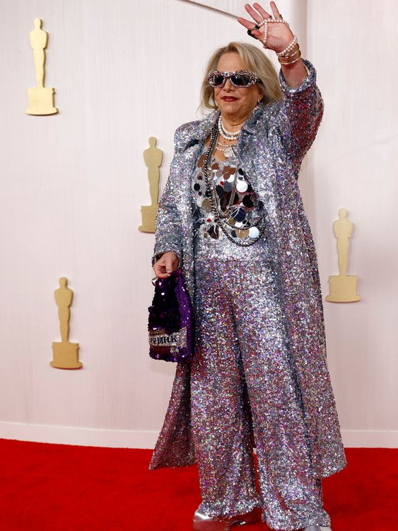 Laura Karpman - the composer of American Fiction - is absolutely resplendent in top to toe silver! And why not! Pic. Reuters
