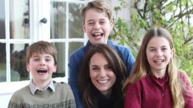 Kate pictured with her and William's three children