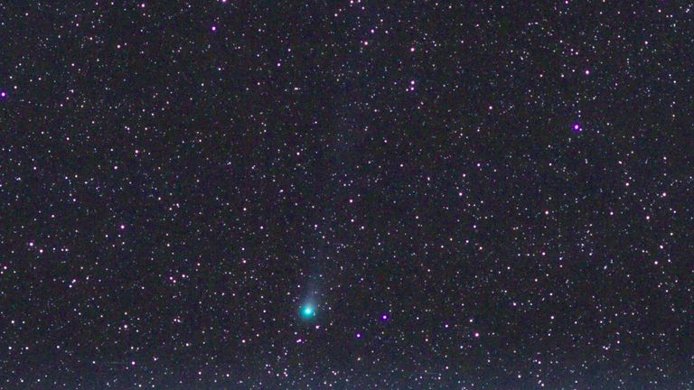 Composite photo of 12/Pons-Brooks comet taken in Kendal, Cumbria by Stuart Atkinson. A comet that passes by Earth once every 71 years is currently visible in the night sky using binoculars or small telescopes. Issue date: Tuesday February 27, 2024.