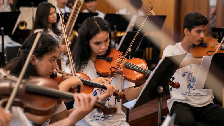 Members of the Afghan Youth Orchestra. Pic: PA