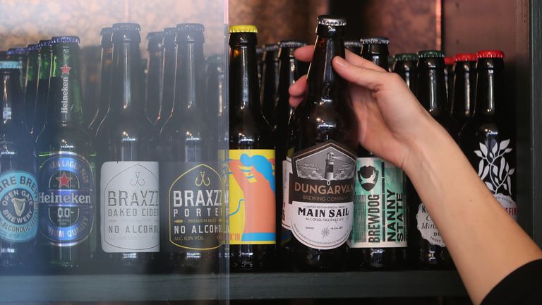 Non alcohoic beers in The Virgin Mary bar, the first alcohol-free bar to open in Dublin, Ireland.