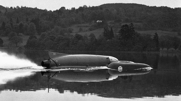 Donald Campbell&#39;s hydroplane Bluebird on Coniston Water, Lancashire on May 12, 1959. Pic: AP Photo
